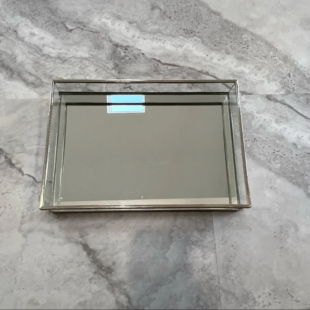 Nicole Miller Home Mirrored Tray Bathroom Vanity Decor Silver‎